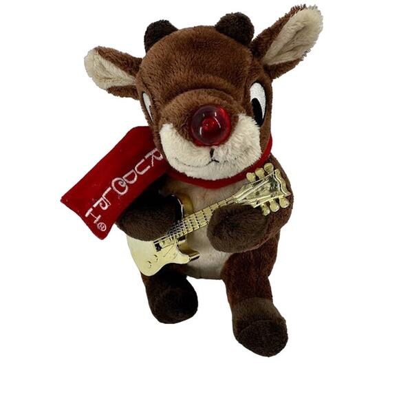 Musical Animated Rudolph The Red Nosed Reindeer Playing The Guitar Dan‎ Dee - Picture 1 of 4
